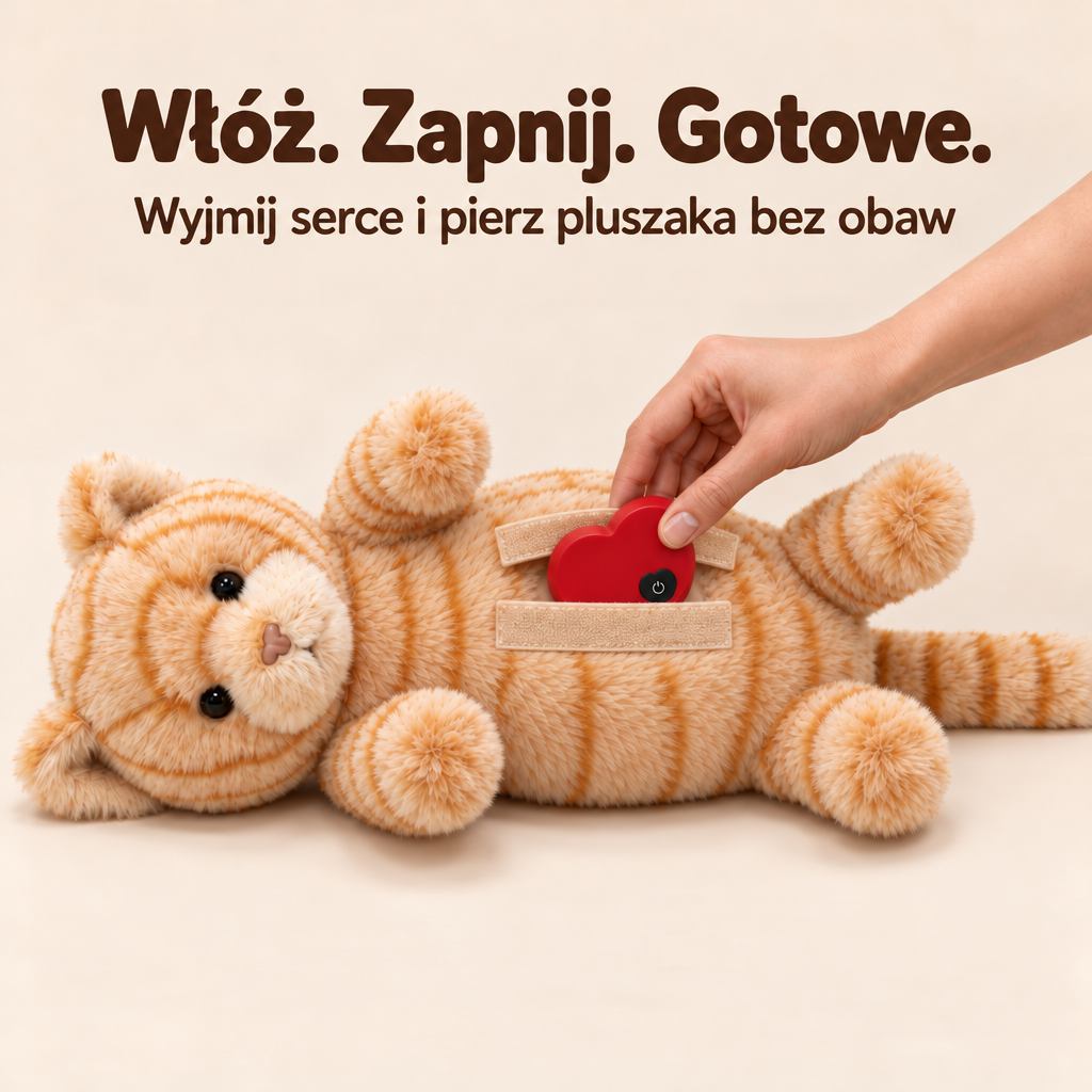 Serce wkładane do pluszaka, z bliska
